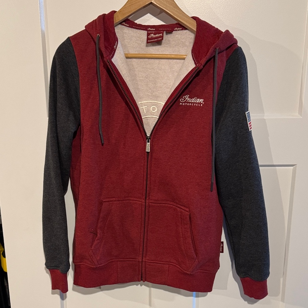 Indian Motorcycles Two-Tone Red & Charcoal Zip Hoodie